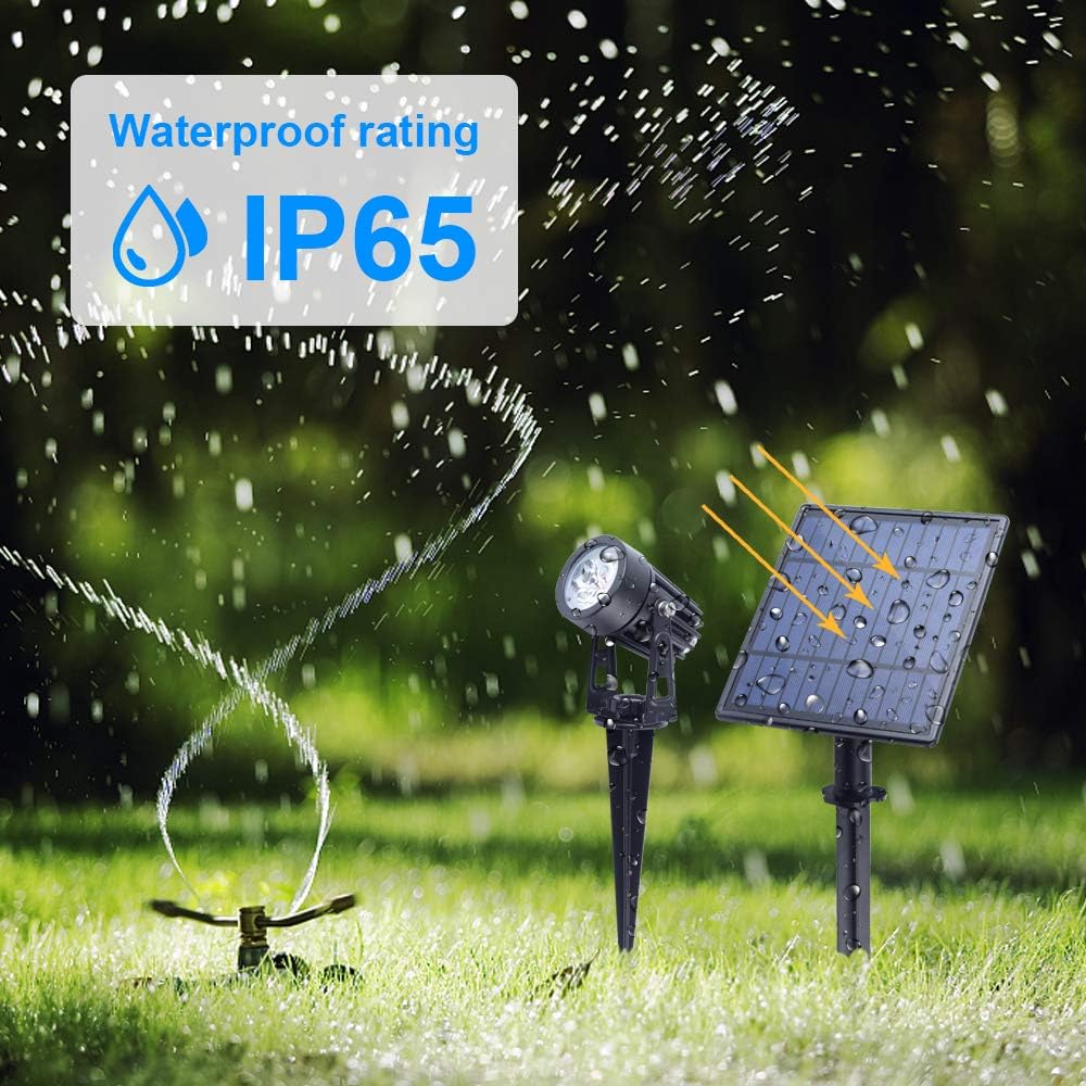 APONUO Solar Spotlights Landscape Lights Low Voltage Outdoor Solar Spotlight IP65 Waterproof 9.8ft Cable Auto On/Off with 4 Cool White for Outdoor Garden Yard Landscape Downlight (4-in-1)