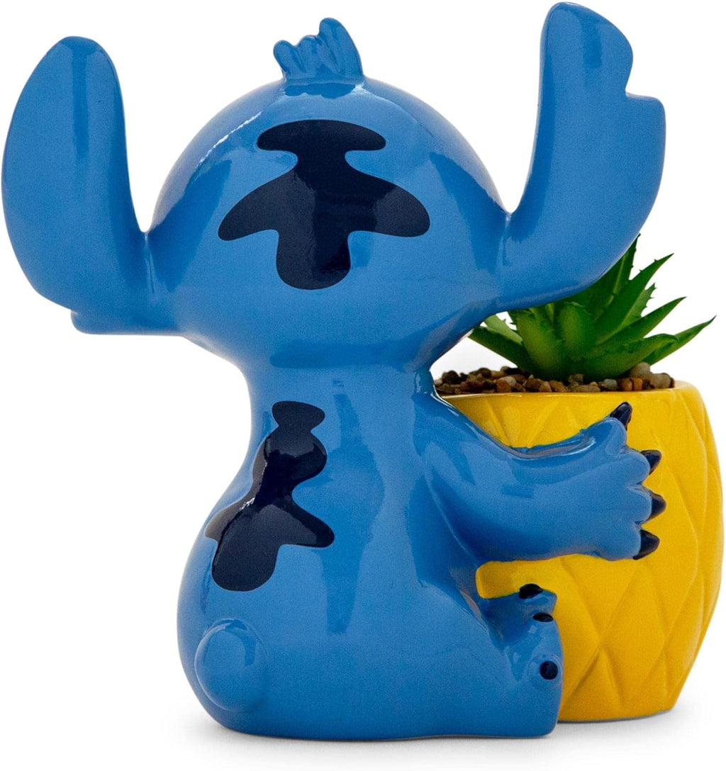 Disney Lilo & Stitch Pineapple 6-Inch Ceramic Planter with Artificial Succulent | Cute Flower Pot, Faux Indoor Plants