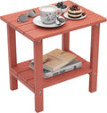 Outdoor Side Table, 2-Tier Small Outdoor Table for Patio, Adirondack Side Tables for Outside or Indoor, Patio End Table for Pool, Porch, Weather Resistant Easy Maintenance-Red