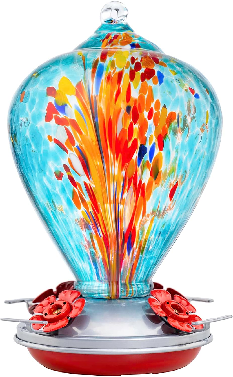 Muse Garden Hummingbird Feeders for Outdoors Hanging, Blown Glass Hummingbird Feeder Gifts for Women, Garden Decor Backyard Decor, Unique Gardening Gifts for Older Women, 34OZ, Comet