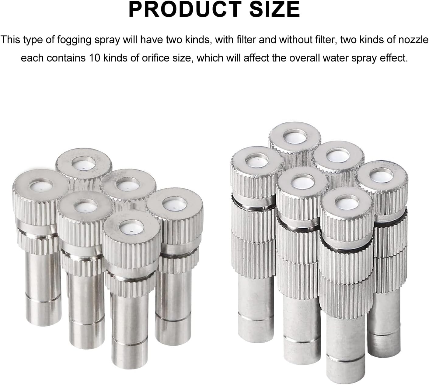 20pcs Brass Mister Nozzles, 6mm Misting Nozzles for Outdoor Cooling System, Landscaping, Air Humidification, Greenhouse Irrigation (with Filter, 0.02"/0.5mm Orifice)