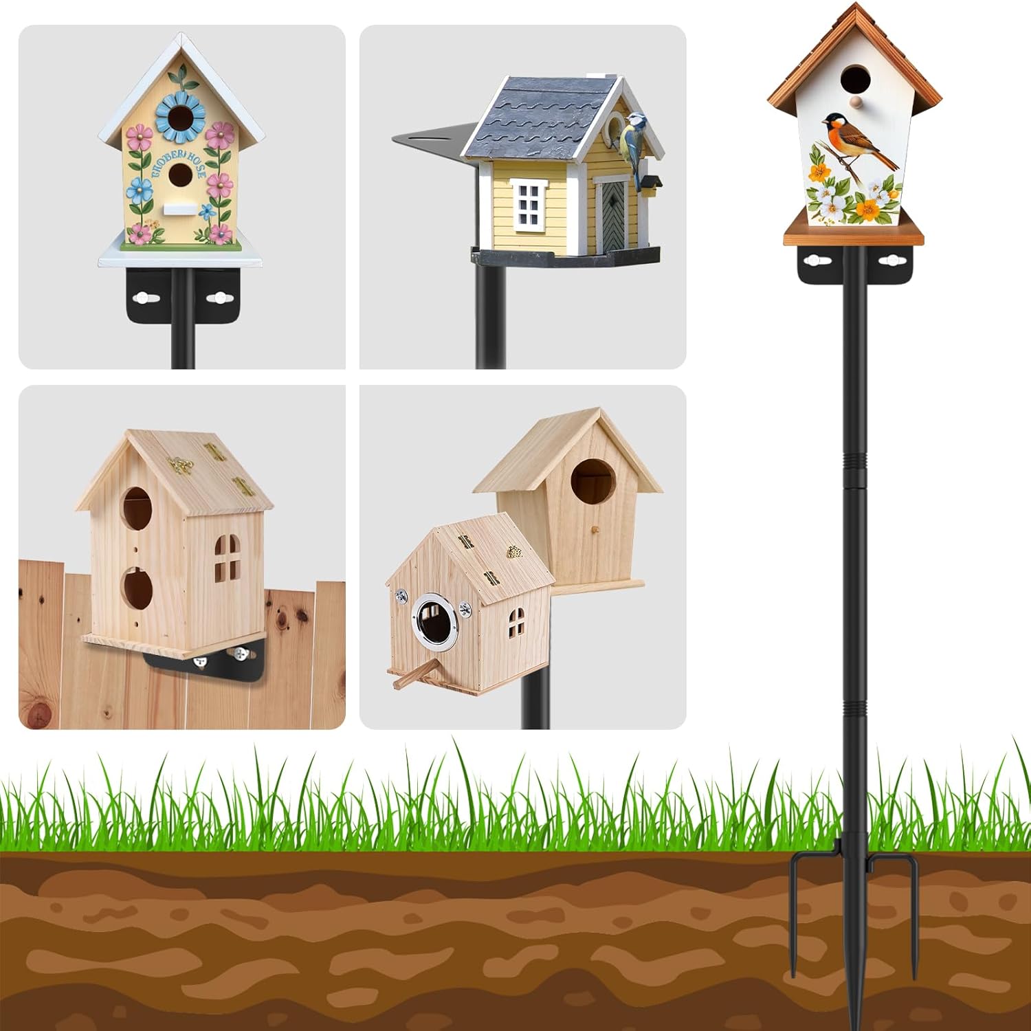 72 Inch Adjustable Bird Feeder Pole,Bird House Pole Suitable for Feeders & Birdhouse,Weather Station,Heavy-Duty Rustproof Design,Enhance Outdoor Decor & Birdwatching Experience (1 Pack 72 inch)