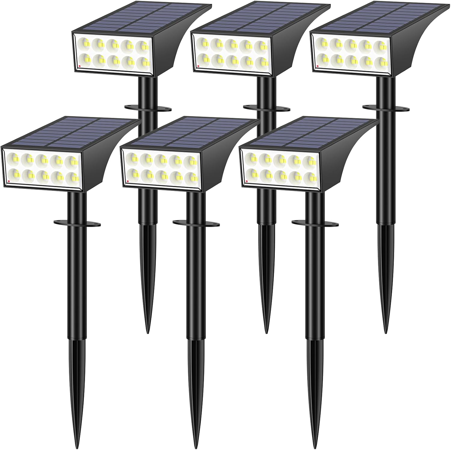 Solar Spot Lights Outdoor, Solar Lights Outdoor Waterproof IP65, 4 Brightness Modes Dusk to Dawn Landscape Spotlights for Yard Garden Pathway Porch Tree House Decoration, Cool White, 6 Pack
