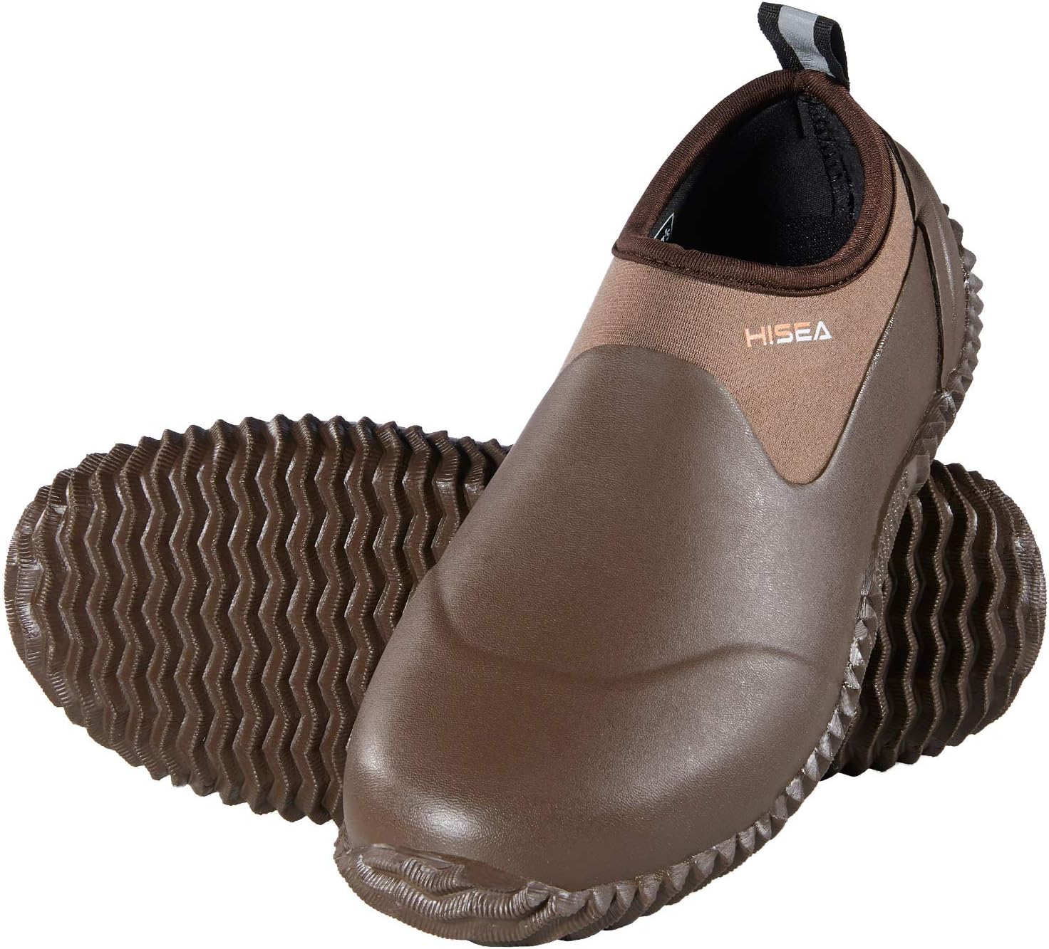 HISEA Unisex Waterproof Garden Shoes, Men's Rubber Rain Boots Women's Ankle Rain Shoes Neoprene Camp Booties Outdoor Slip-On Footwear for Gardening, Farming, Camping, Car Wash, Lawn Care and Yard Work