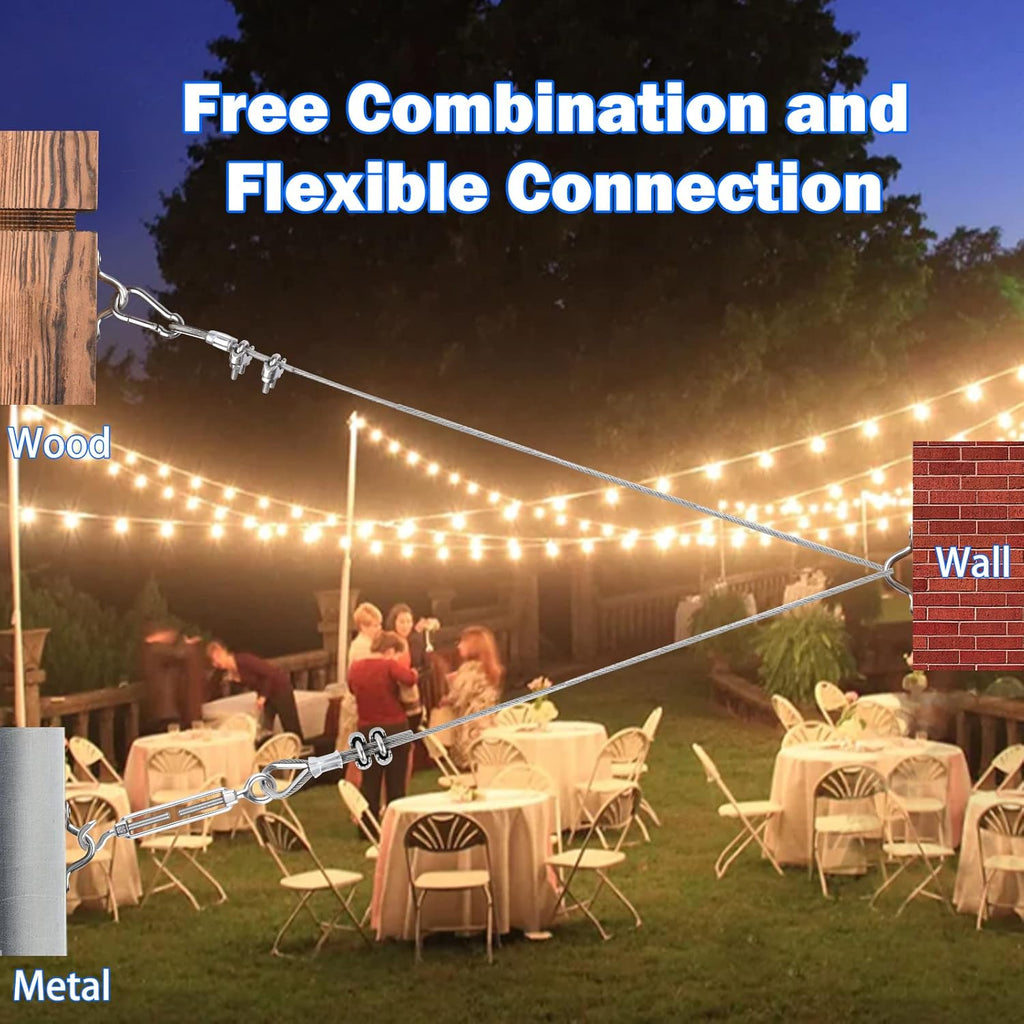 304 Stainless Steel Turnbuckles for Cables Wire Kit, 3/16" Wire Rope w/ 7×7 Strands 200 Ft PVC Coated Steel Cable for Railing System Kit, Garden Cable Trellis, String Light Hanging