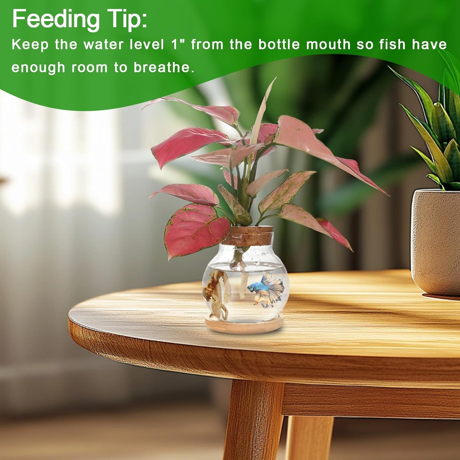 Plant Propagation Station,Hydroponic Glass Container Vase Jars, with Wooden Saucer for Desks, Houses, Garden Decorations, Home Kitchen Decorations and Gifts for Plant Lovers (4)