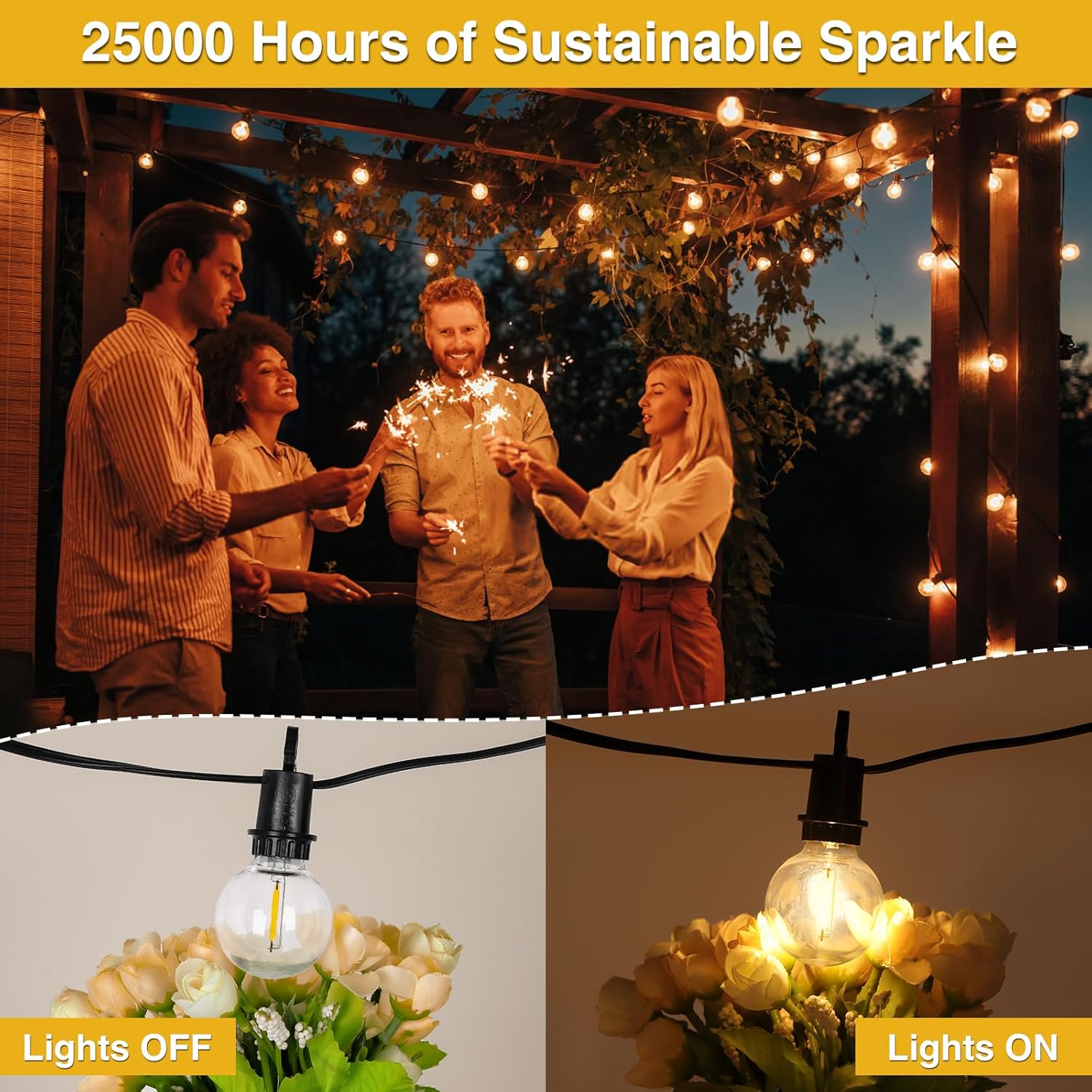 ZJOJO 100FT Outdoor String Lights, G40 Globe Outdoor Lights with 50 Shatterproof LED Bulbs (3 Spare), IP65 2700K Hanging Waterproof Patio Light String Lights for Outside Backyard Porch Party