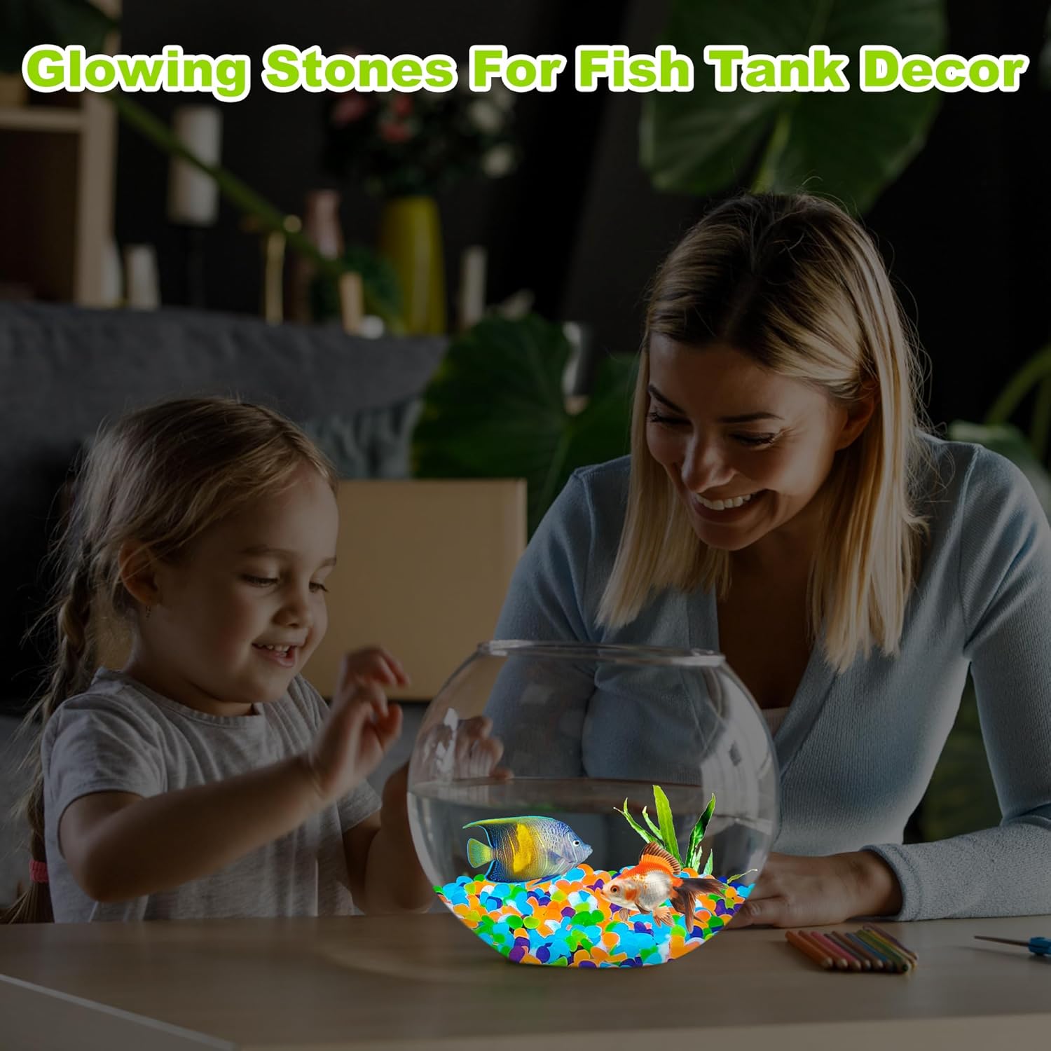 6000pcs 5-8mm Colorful Luminous Stones Glow in The Dark Garden Pebbles Stones Glow in The Dark Rocks Outdoor Glow Pebbles Aquarium Rocks for Garden Path Walkway Yard Fish Tank Plant Pots