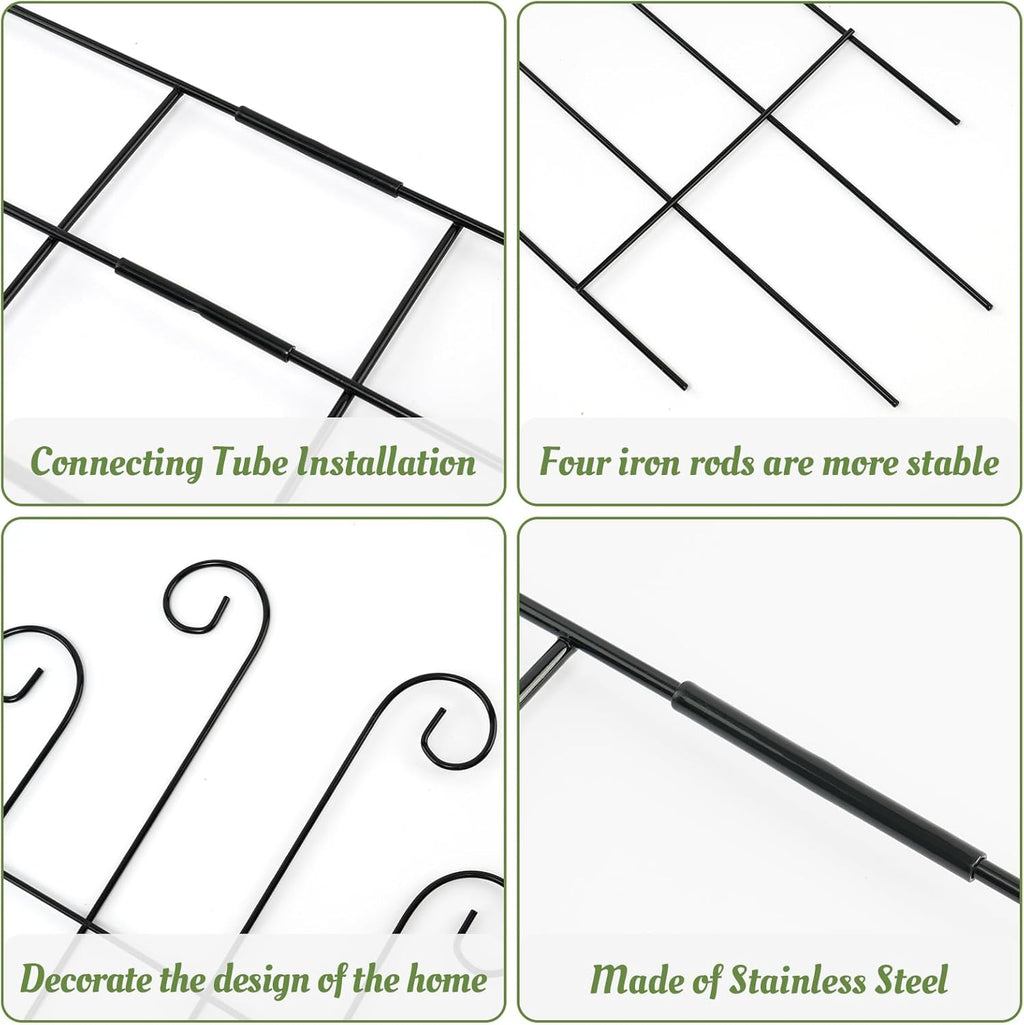 4 Pack 32'' Wave Shape Black Metal Trellis for Climbing Plants Indoor & Outdoor, Garden Trellis for Houseplants Flowers Vine Ivy