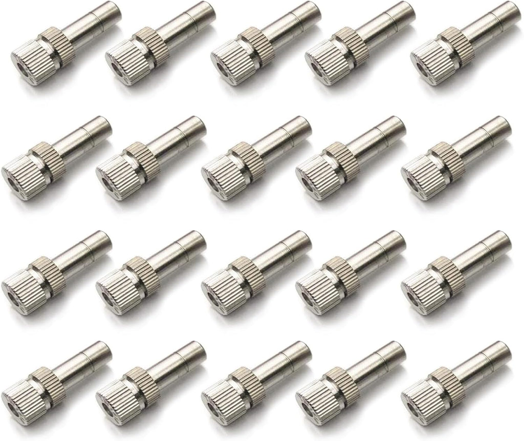 20pcs Brass Mister Nozzles, 6mm Misting Nozzles for Outdoor Cooling System, Landscaping, Air Humidification, Greenhouse Irrigation (without Filter, 0.039"/1mm Orifice)