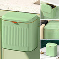 GloDeals Kitchen Small Trash Can with Lid, Compost Bin Countertop, Wall-Mounted Under Sink Hanging Trash Bin for Kitchen, Bathroom, Cabinet Trash Can (1.05 Gallon, 4L Vintage Green)