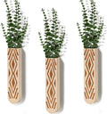 Wooden Wall Planter Set of 3 - Modern Bohemian Home Decor for Living Room, Bedroom, Bathroom - Beige Finish Planter for Dried Flowers, Faux Greenery, Indoor Plants