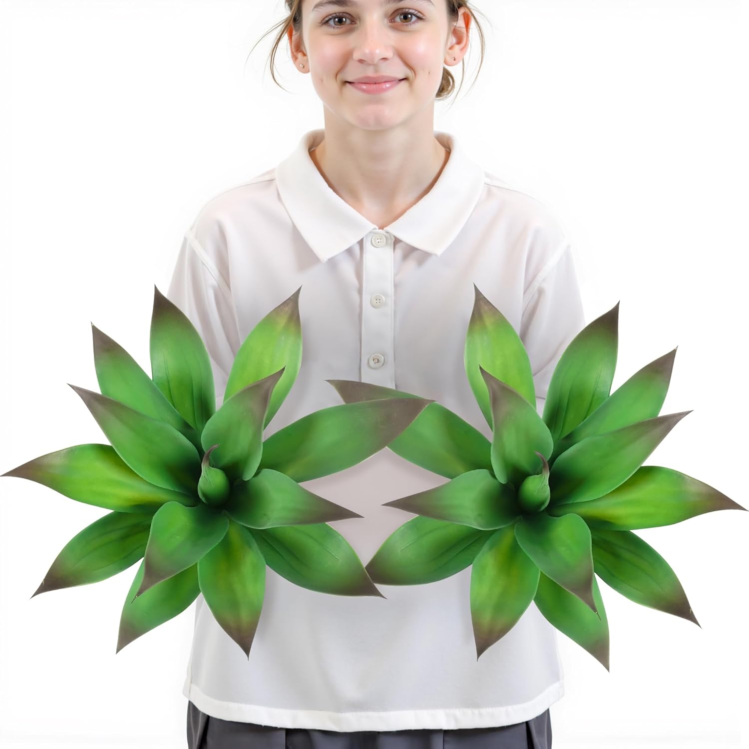 Velener Artificial Outdoor Agave Plant - Small Size UV Resistant Fake Agave Plants for Indoor and Outdoor Decor(Purple, 14 Inch)-2 Pack