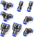 TAILONZ PNEUMATIC 12mm od Push to Connect Fittings Pneumatic Fittings Kit 2 Spliters+2 Elbows+2 tee+2 Straight (8 pcs)