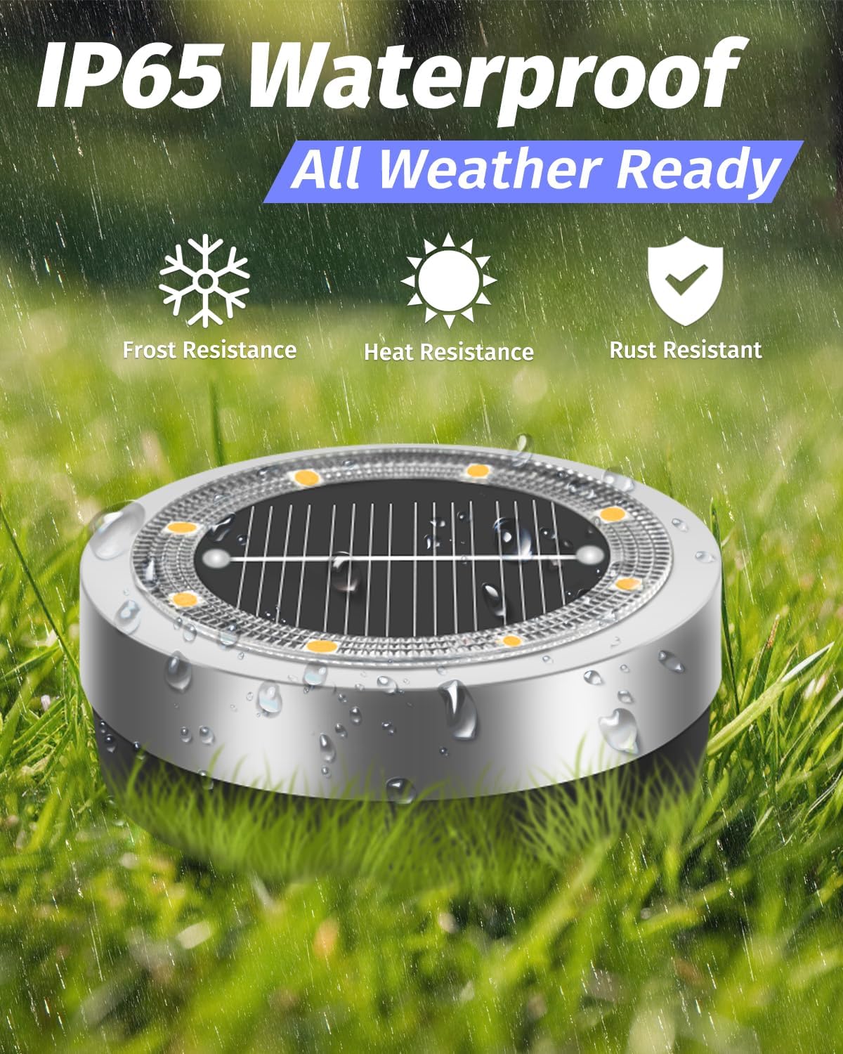 Mini Solar Ground Lights Outdoor 16 Pack Waterproof Upgraded Anti-Rust Solar Flat Garden Lights Stainless Steel Solor Powered Disc Landscape Light for Pathway Walkway Yard Lawn Patio-Warm White
