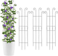 4 Pack 32'' Wave Shape Black Metal Trellis for Climbing Plants Indoor & Outdoor, Garden Trellis for Houseplants Flowers Vine Ivy