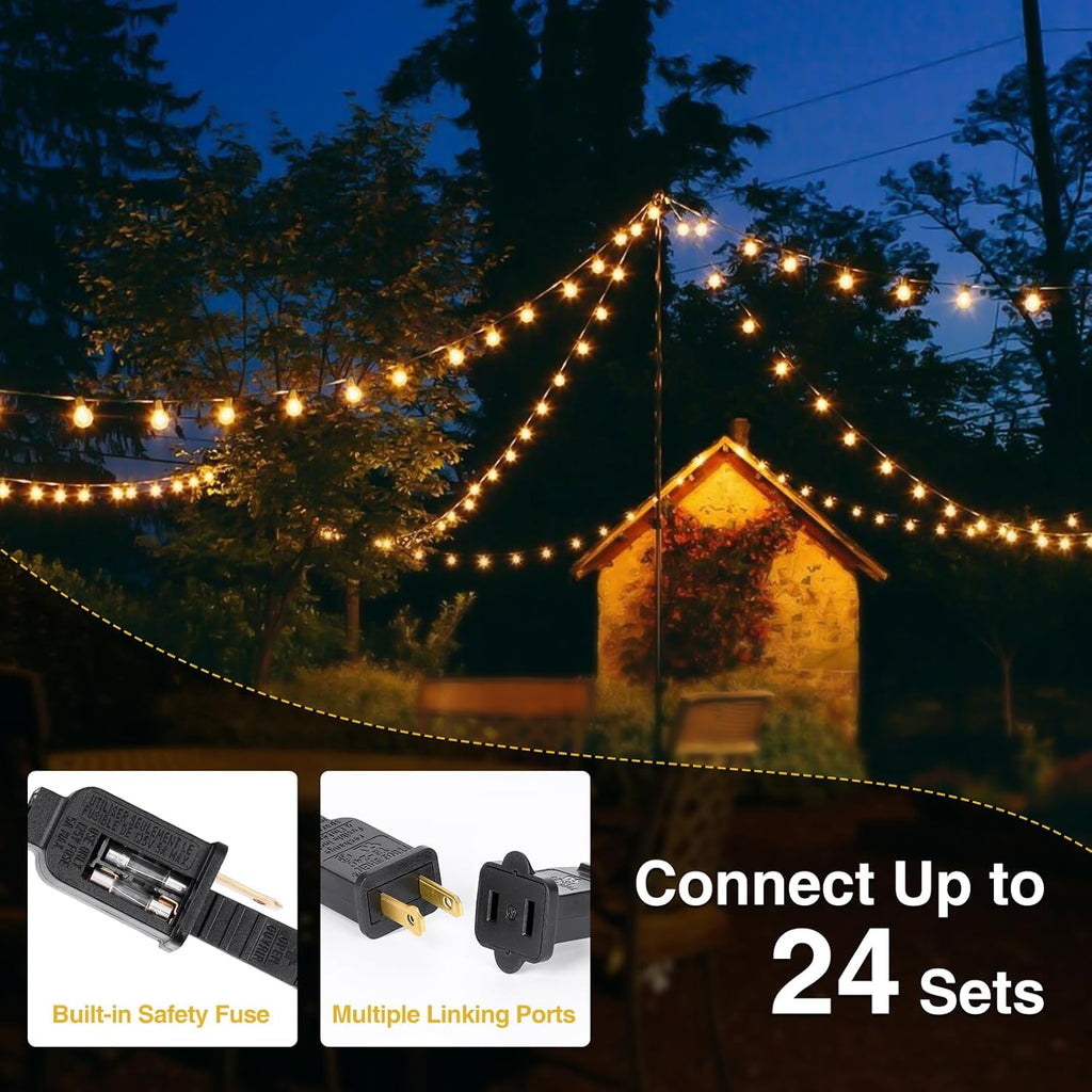 ZJOJO 35FT Outdoor String Lights, G40 Globe Outdoor Lights with 15 Shatterproof LED Bulbs 2700K, IP65 Waterproof Patio Light