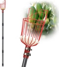 DonSail Fruit Picker Pole Tool with Basket Telescoping - Adjustable Mango Picker 35-120 inch Long Handle - Apple Orange Avocado Acorn Lemon Pear Pomelo Chery Picker for Tree