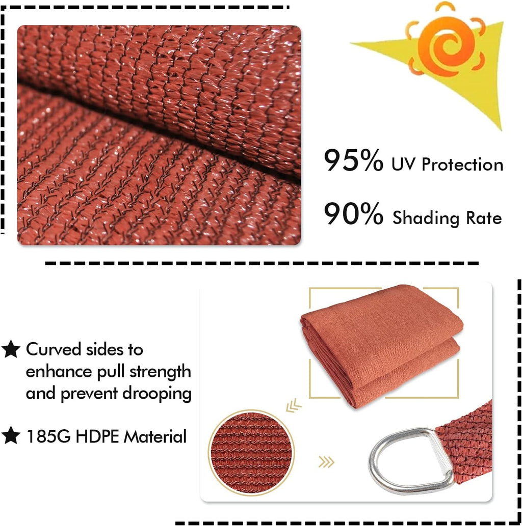 KANAGAWA 20'X22' Rust Red Custom Size Sun Shade Sail Rectangle UV Block Canopy Cover for Patio Backyard Lawn Garden Outdoor (Customized Available)
