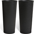 KOL 28" H. Tall Metal Cone Planters with Inside Pots 2-Pack, Black Hand-Hammered Large Decor Planter for Deck, Patio, Porch - Handcrafted Flower Pot - with Water Level Indicator - Indoor Outdoor Use