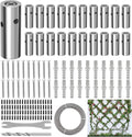20 Sets Cylindrical Hubs Wall Trellis Kits, Wire Trellis for Climbing Plants Outdoor with 98Ft x 1/8" T316 Stainless Steel Rope, Garden Wire Trellis System for Espalier & Vertical Gardening