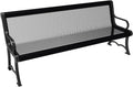 Coated Outdoor Furniture Heavy-Duty Outdoor Bench Thermoplastic Coated, Expanded Metal, Commercial-Grade Garden Bench, Made in America (Portable with Back, 6 Ft, Black)