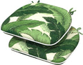 Indoor/Outdoor Chair Cushions 16x17 Inch, Patio Chair Cushions with Ties, All Weather Seat Cushions for Patio Furniture Home Garden Chair Use, Set of 2, Swaying Palms Green