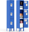 Metal Locker for Employees 66" H Tall Storage Lockers with Lock and Mirror Gym Locker Cabinet with 3 Doors Steel Wardrobe for Office Home School Staff Assembly Required