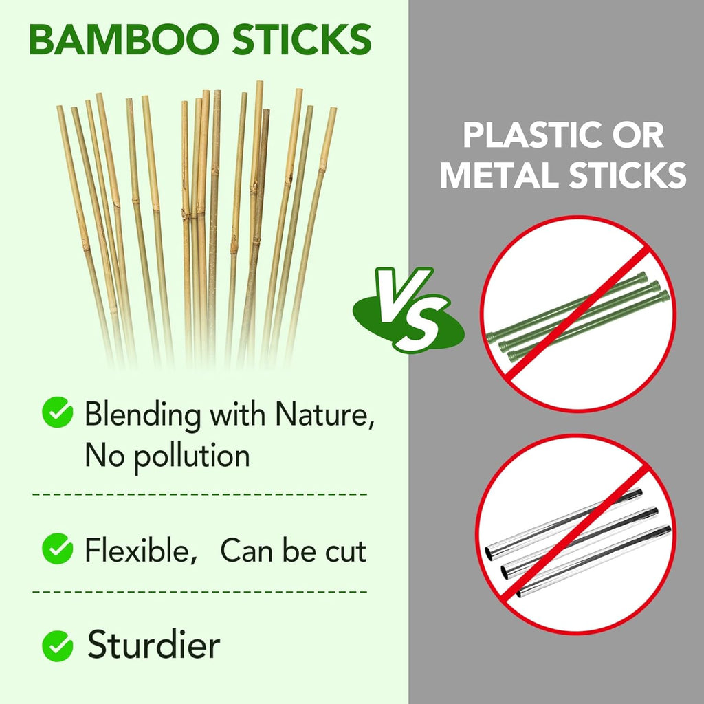 200 Pcs 18 inches Bamboo Stakes, Natural Bamboo Sticks Plant Support Stake for Indoor and Outdoor Climbing Plants