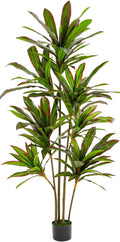 VIAGDO Dracaena Silk Plant Artificial 6ft Faux House Plants with Red Leaf Margin Fake Yucca Palm Trees in Pot Realistic Dragon Tree for Living Room Home Office Decor Indoor Outdoor