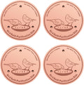 4-Pack 99.99% Pure Copper Bird Bath Purification Disk,Copper Disc with Stable Triple-Point Support,Fits All Outdoor Bird Baths(Round)