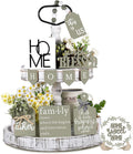 11PCS Farmhouse Tiered Tray Decor Set – Rustic Wooden Mini Signs and Decorations for Home and Kitchen Display (Tiered Tray Not Included)