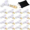 Honoson 32 Pieces Brass Misting Nozzles Kit with 0.03 cm Orifice Thread Gold Nozzles for Patio Misting System Outdoor Cooling System Garden Water Mister