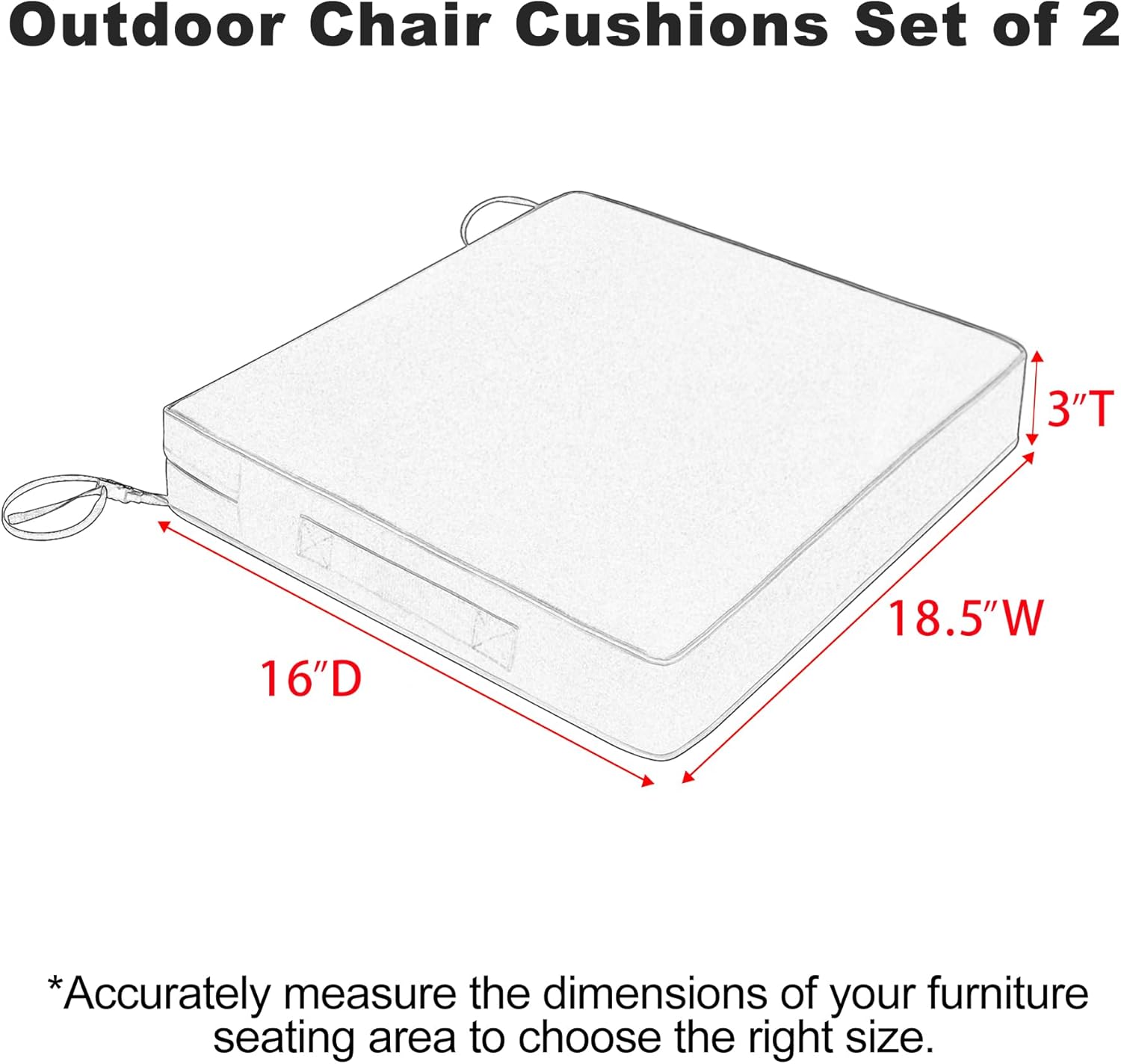 Favoyard Patio Chair Cushions 18.5 x 16 x 3 Inch Waterproof Outdoor Seat Cushions for Patio Furniture 3-Year Color Fastness Garden Sofa Couch Chair Pads with Handle & Adjustable Straps Set of 2, Green