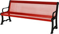 Coated Outdoor Furniture Heavy-Duty Outdoor Bench Thermoplastic Coated, Expanded Metal, Commercial-Grade Garden Bench, Made in America (Portable with Back, 4 Ft, Red)
