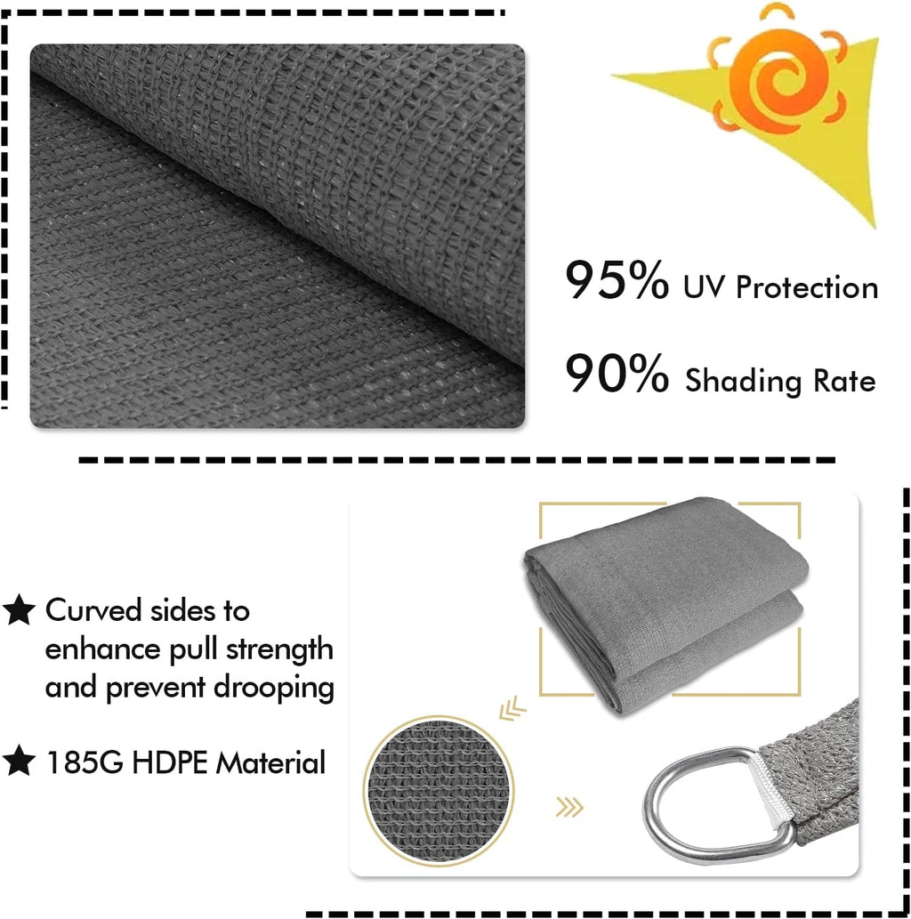 KANAGAWA 12'X18' Dark Gray Custom Size Sun Shade Sail Rectangle UV Block Canopy Cover for Patio Backyard Lawn Garden Outdoor (Customized Available)