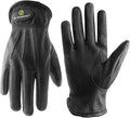 HLDD HANDLANDY Leather Work Gloves for Men & Women, Adjustable Wrist Cowhide Gardening Glove with Reinforced Palm for Driver