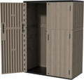 HOMSPARK 47 Cu.Ft Outdoor Storage Shed Weather Resistant, Multi Functional | Double-Wall Resin Storage Sheds & Outdoor Storage Box Waterproof for Backyard Garden Patio Lawn (Brown)