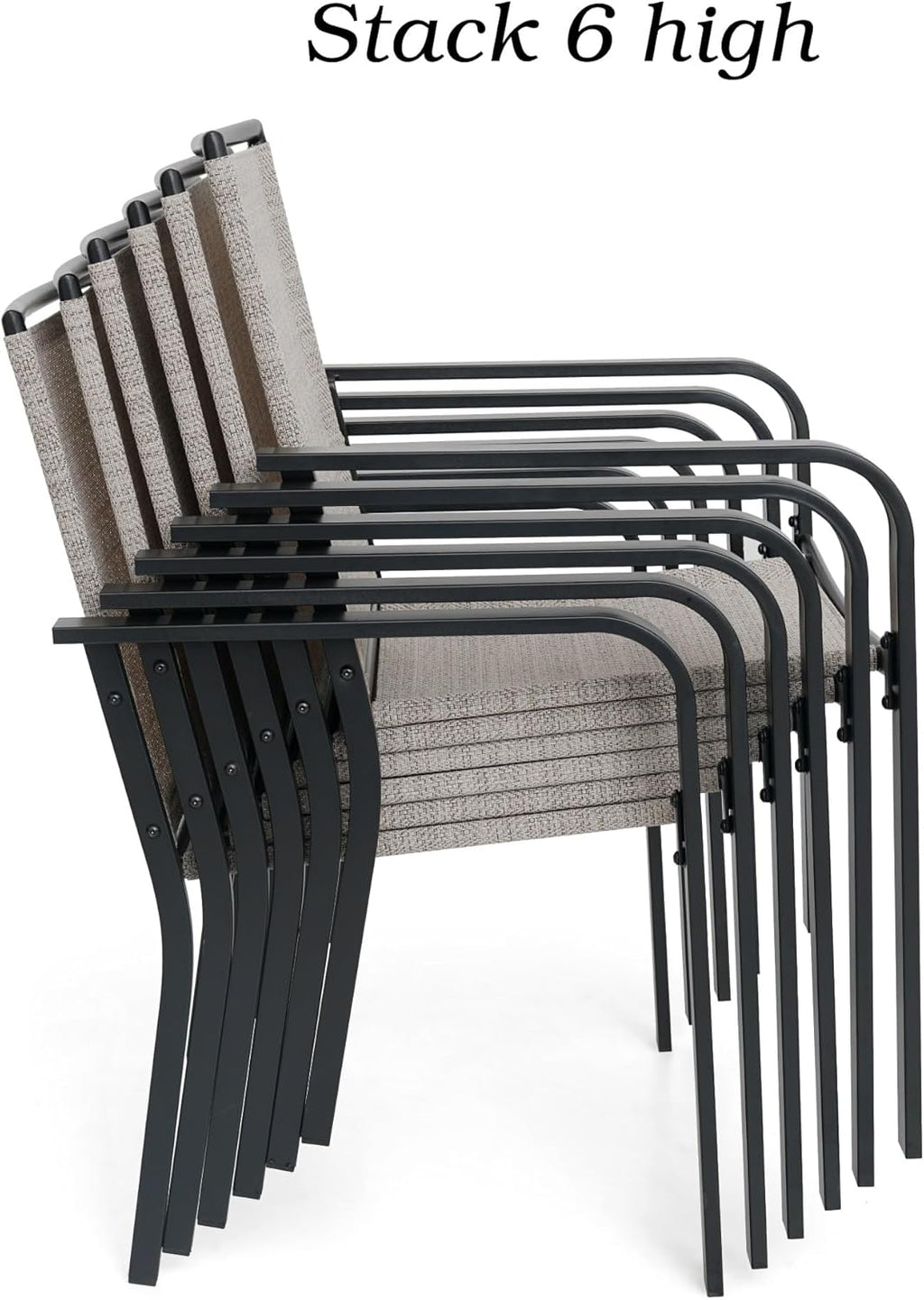 5-Piece Patio Dining Set, 35-Inch Square Outdoor Table with 4 Stackable Mesh Chairs, Black Metal All Weather Frame Set