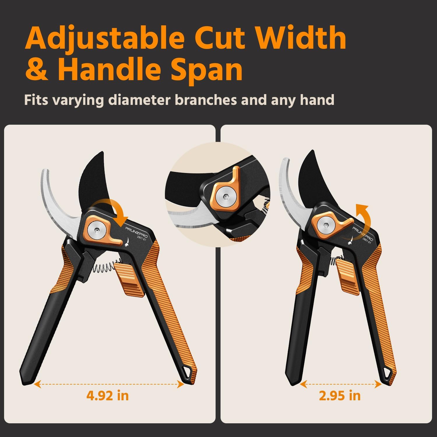 PrunePro Pruning Shears for Gardening Professional Bypass Hand Pruner Stainless Steel Sharp Blade Garden Scissors Plant Flower Garden Clipper Orange 4 Pack