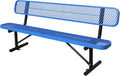 4/6/8 Feet Park Bench for Outside Heavy Duty Metal, Garden Benches Outdoor Bench with Backrest & Portable Frame, for Shopping Malls Stores Parks Patios Decks, Blue