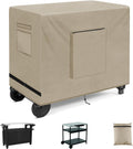 SIRUITON Outdoor Bar Cart Cover for 48 Inch BBQ Food Prep Table, Heavy Duty 600D Oxford Fabric Outdoor Dining Cart/BBQ/Worktable Metal Movable Table Waterproof Cover