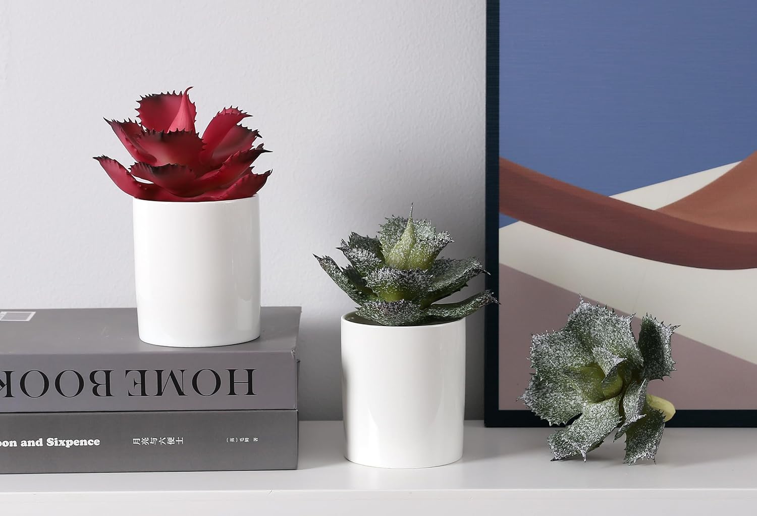 Duovlo Artificial Succulent Plant 5.15 Inch Faux Succulents Agave potatorum Flower Arrangement Craft Wall DIY Materials,Pack of 2 (New Green)