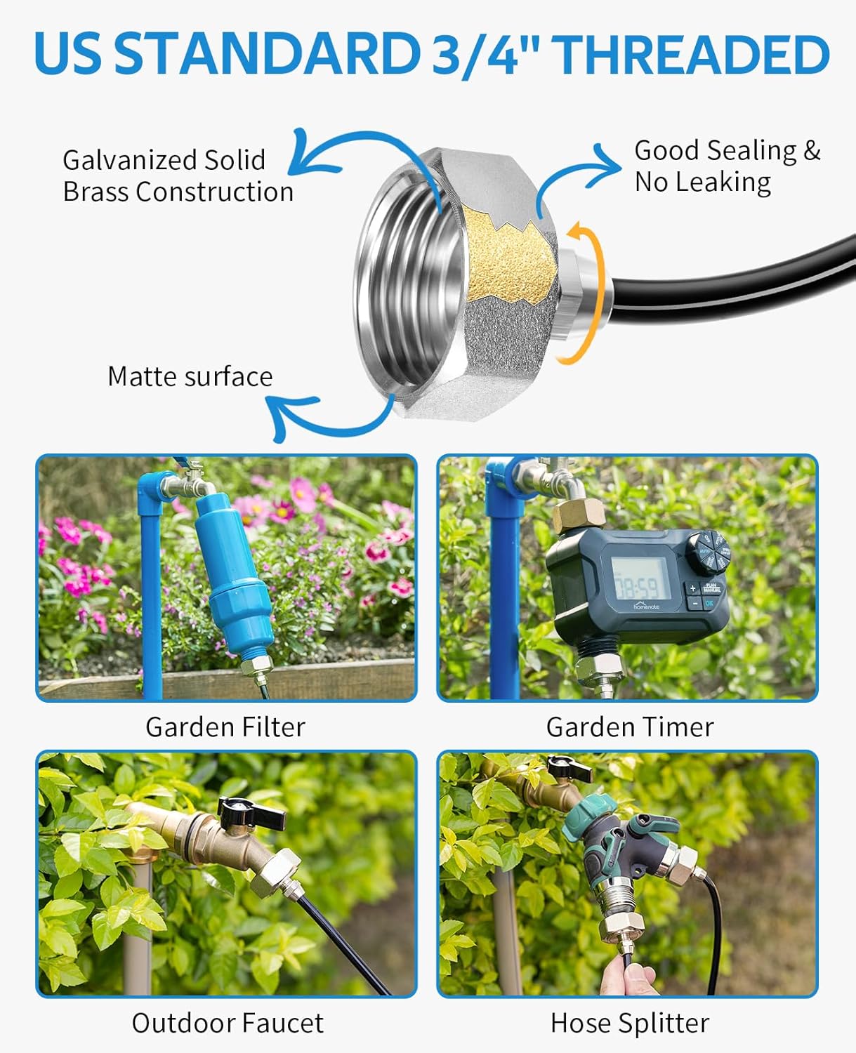 HOMENOTE Misting Cooling System 42FT (13M) Misting Line + 15 Brass Mist Nozzles + Brass Adapter(3/4") Outdoor Mister for Patio Backyard Garden Greenhouse Watering