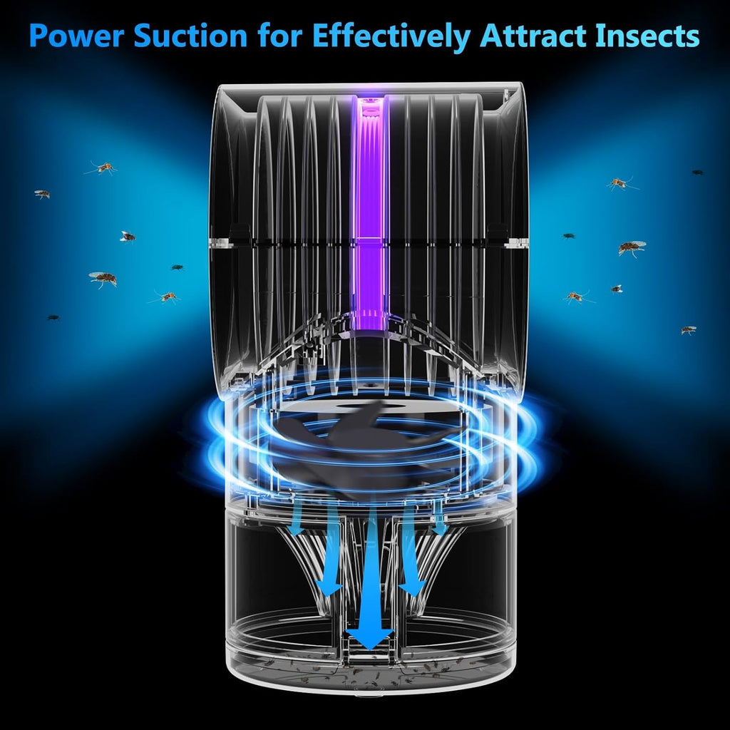 Fruit Fly Trap for Indoors, Fly Traps Indoor for Home Indoor Insect Trap with Suction, Time Setting, Bug Light & 10 Pcs Sticky Glue Boards (White)