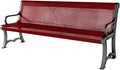 Heavy-Duty Outdoor Bench Thermoplastic Coated, Punched Steel, Commercial-Grade Garden Bench, Made in America (Portable with Back, 6 Ft, Textured Burgundy)