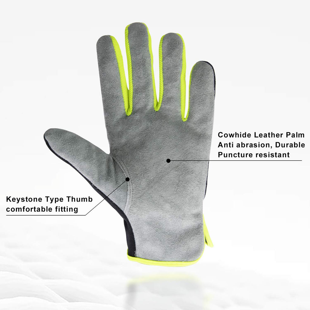 HLDD HANDLANDY 2 Pairs Leather Gardening Gloves for Men, Utility Work Gloves for Gardening, Yardwork, Construction, Mechanics, Great Garden Gifts for Men Women