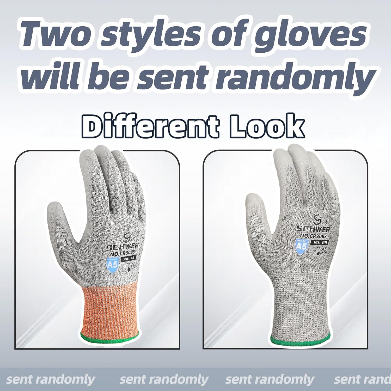 Schwer 12 Pairs ANSI A5 Cut Resistant Work Gloves, Cut Proof Gloves with PU Coating, Used for Metal Fabrication, WoodWorking, Construction, Non Slip, Durable, L, CR3088