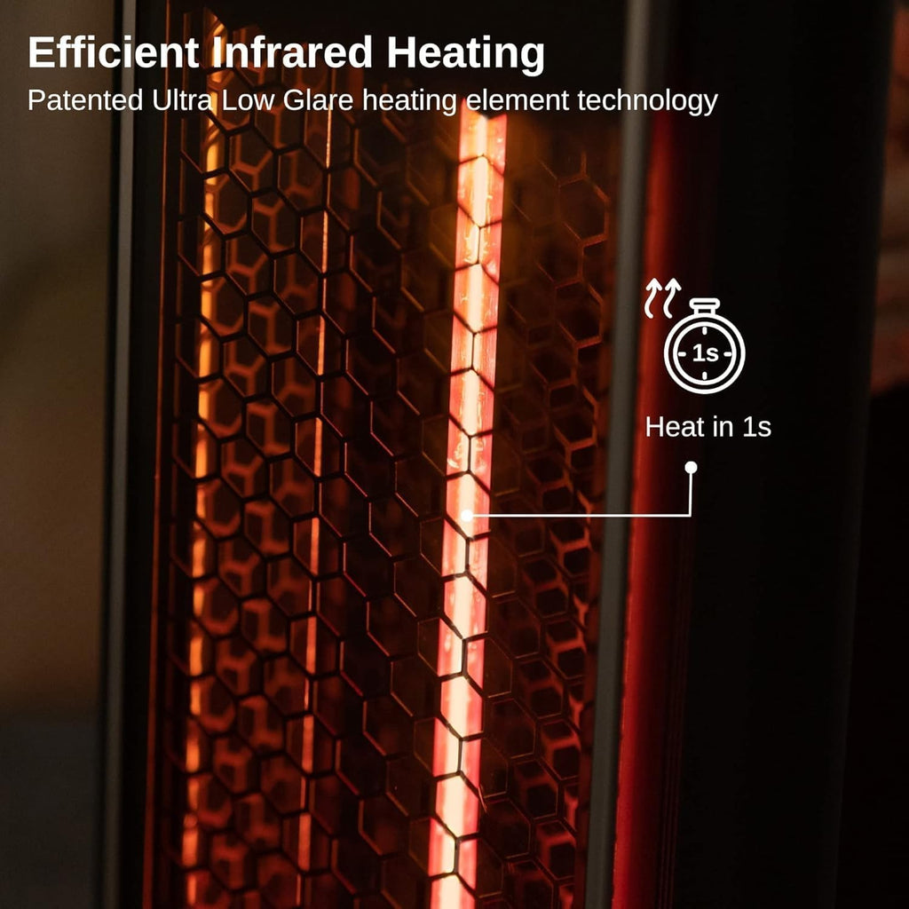 EAST OAK 1200W Portable Under Table Electric Patio Heater, Double-Sided Quiet Heat, IP65 Waterproof, Safety Tip-Over & Overheat Protection, with Carry Handle