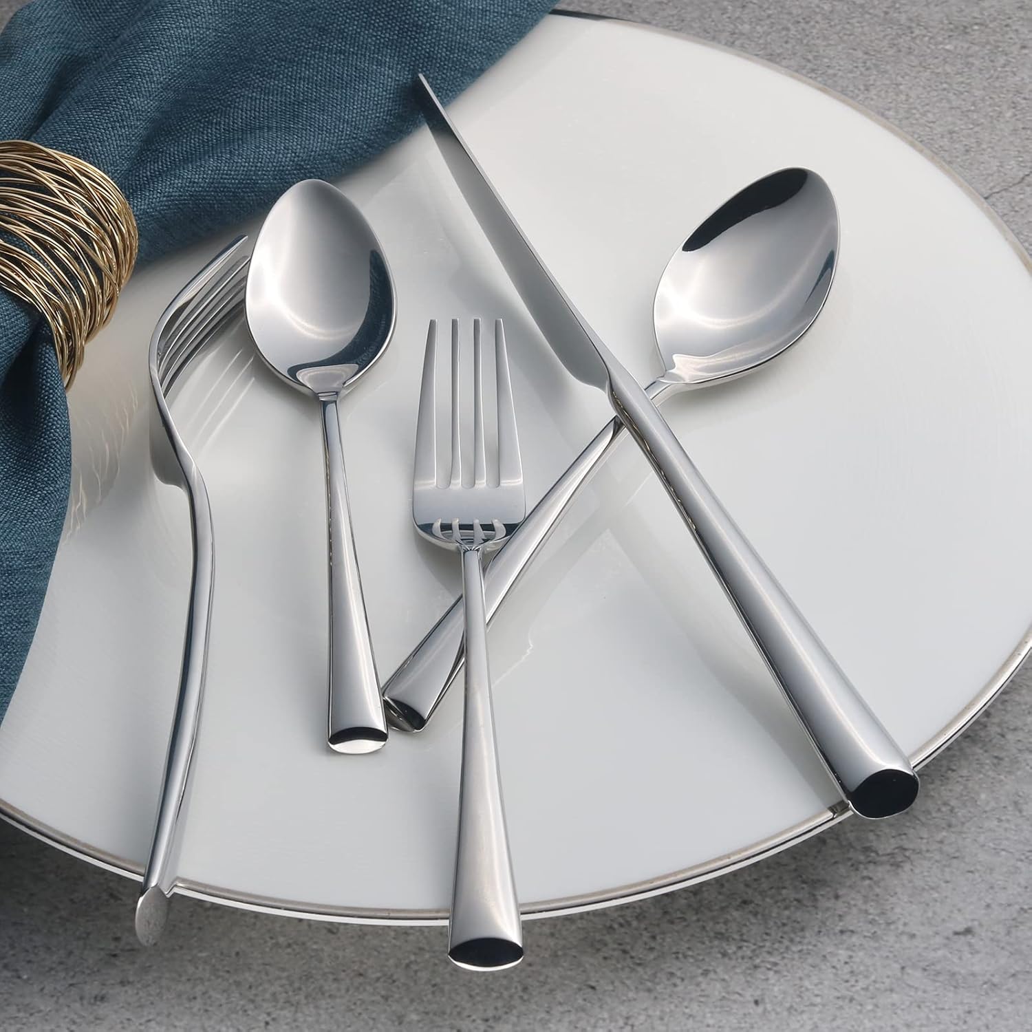 Alata Bailey 20-Piece Forged Silverware Set Stainless Steel Flatware Set,Service for 4,Mirror Polished Cutlery Set,Dishwasher Safe…
